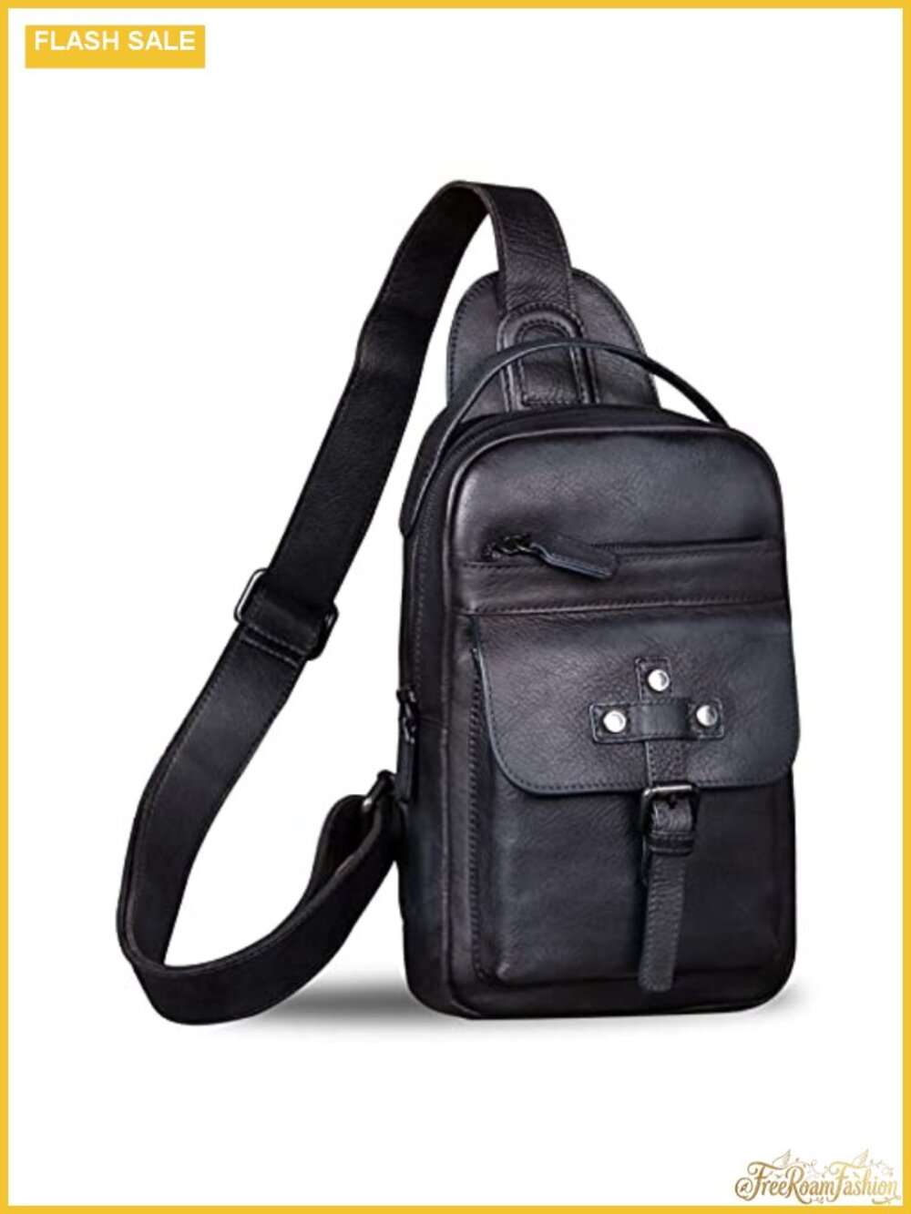 Genuine Cow Leather Sling Bag Crossbody Daypack Vintage Handmade